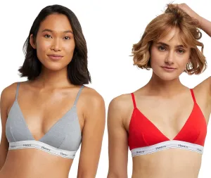 Hanes Women's Originals Triangle Bralette Pack, Breathable Stretch Cotton Bras, 2-Pack
