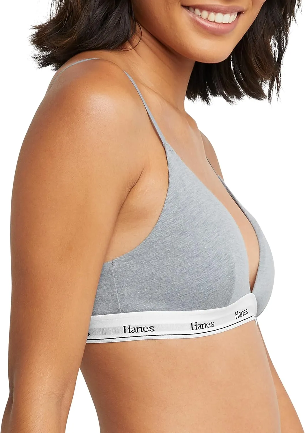 Hanes Women's Originals Triangle Bralette Pack, Breathable Stretch Cotton Bras, 2-Pack