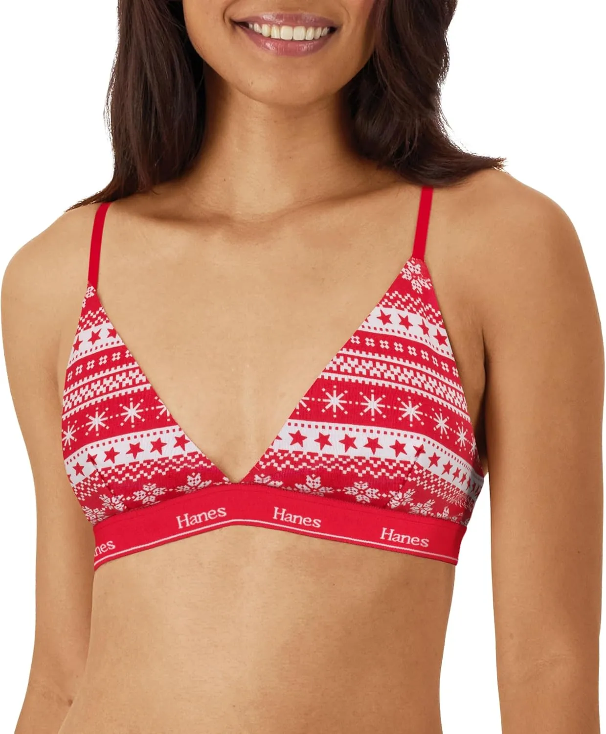 Hanes Women's Originals Triangle Bralette Pack, Breathable Stretch Cotton Bras, 2-Pack