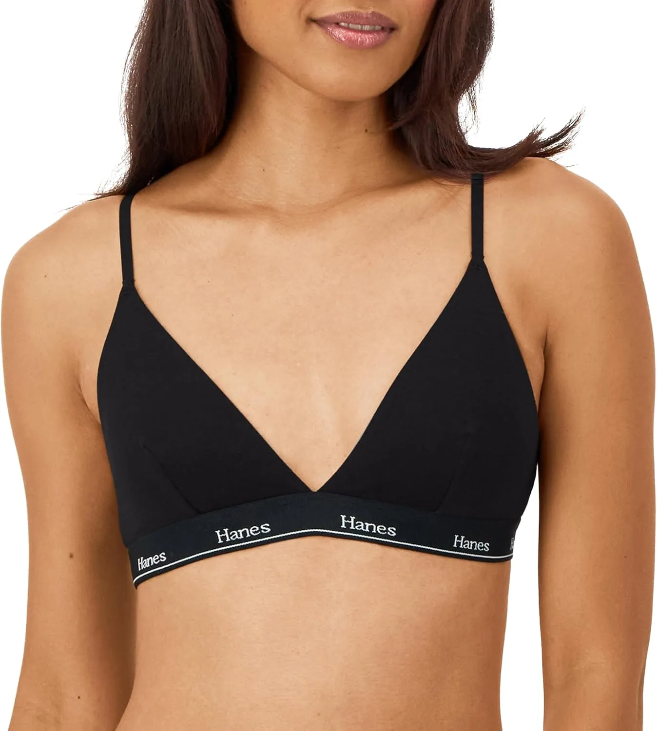 Hanes Women's Originals Triangle Bralette Pack, Breathable Stretch Cotton Bras, 2-Pack