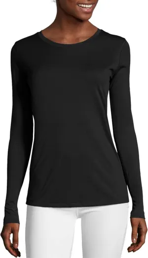 Hanes womens Sport Cool Dri Performance Long Sleeve T-shirt Shirt, Black, Medium US