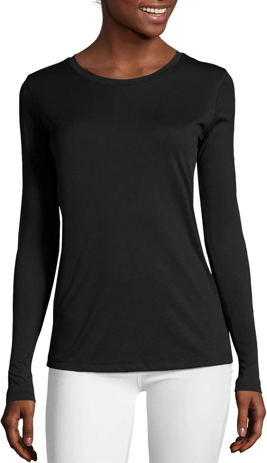 Hanes womens Sport Cool Dri Performance Long Sleeve T-shirt Shirt, Black, Medium US