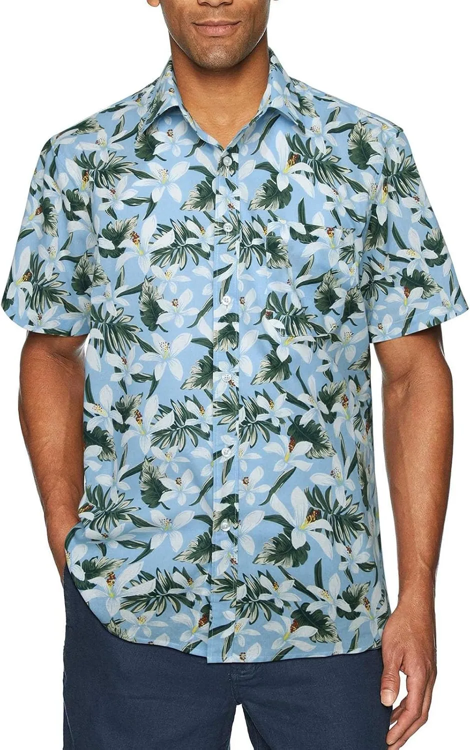 Hawaiian Shirt for Men Short Sleeve Button Down Linen Shirts Lightweight Loose Vacation Clothes Aloha