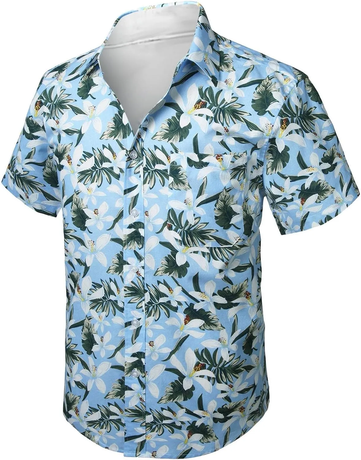 Hawaiian Shirt for Men Short Sleeve Button Down Linen Shirts Lightweight Loose Vacation Clothes Aloha