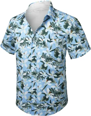 Hawaiian Shirt for Men Short Sleeve Button Down Linen Shirts Lightweight Loose Vacation Clothes Aloha