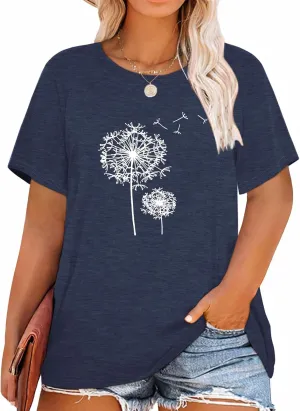 HDLTE Plus Size Womens Country Shirts Funny Western Graphic Tees Short Sleeve Flower Tops Blouses Casual Summer T-Shirt