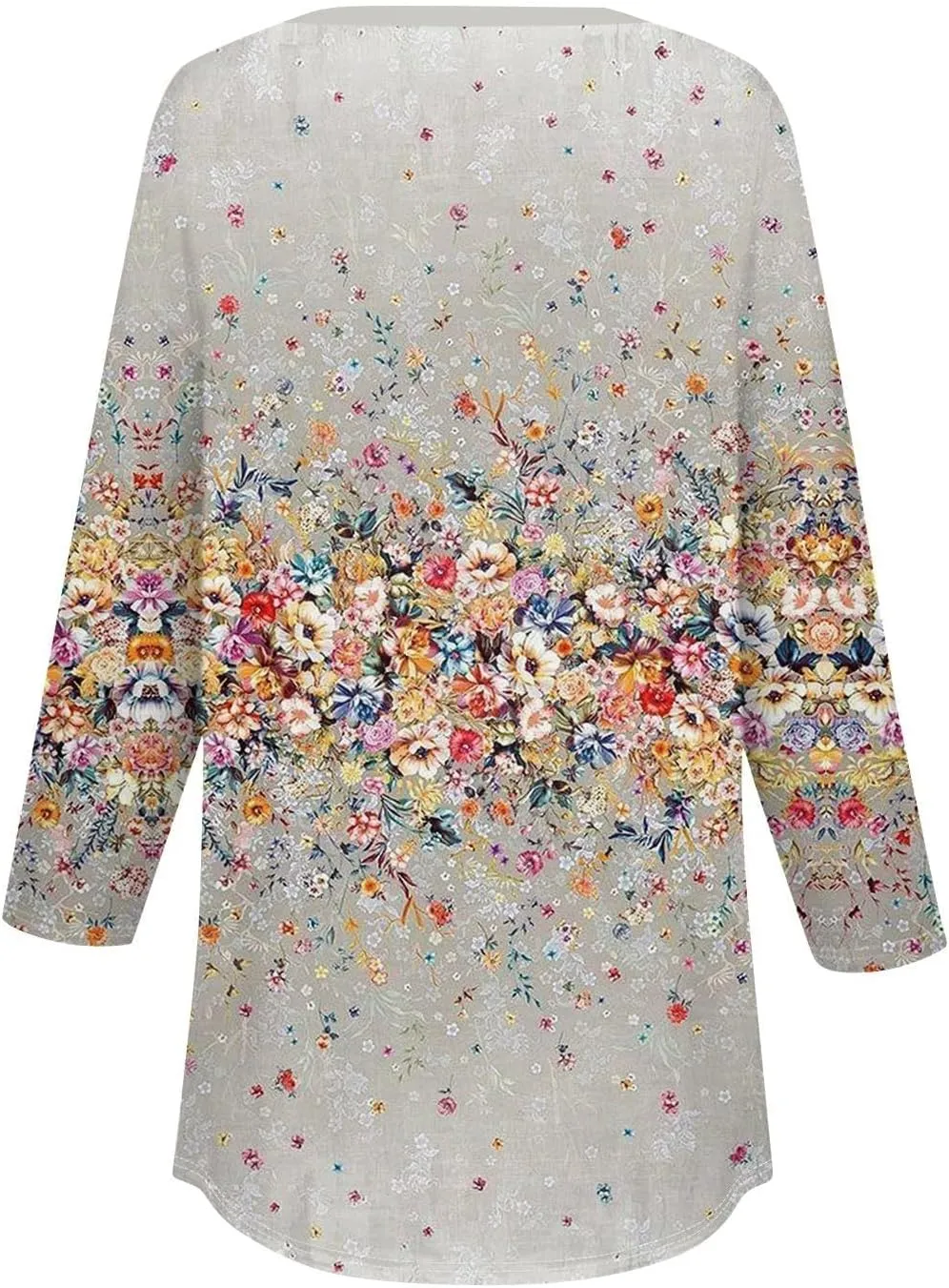 Henley Summer Shirts 3/4 Length Sleeve Womens Tops Vintage Print Casual Trendy Loose Fit 2025 Tunic Blouses