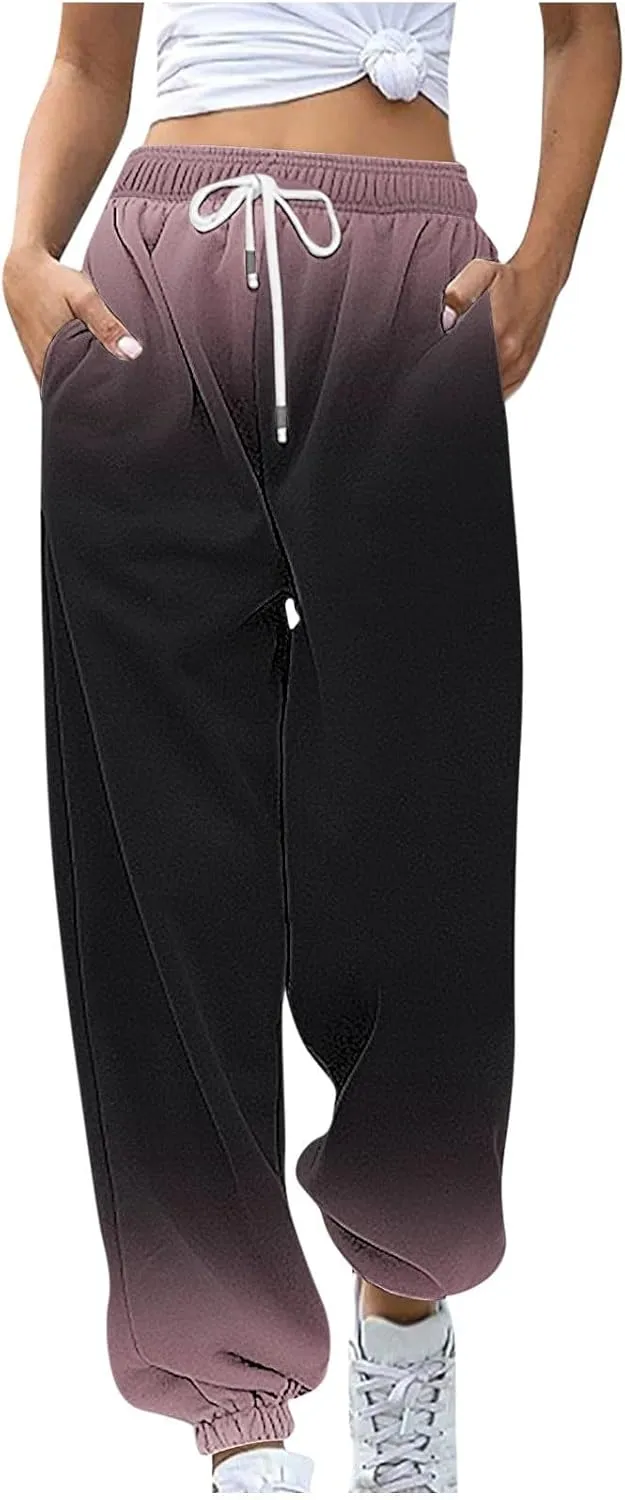 high Waisted Sweatpants for Women Baggy Cinch Bottom Jogger Casual Pants Casual Baggy Fleece Warm Lounge Trousers