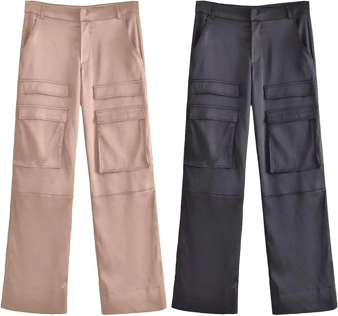 Hiking Cargo Pants for Women High Waist Comfy Joggers Wide Leg Straight Sweatpants Casual Baggy Trousers Solid Slacks