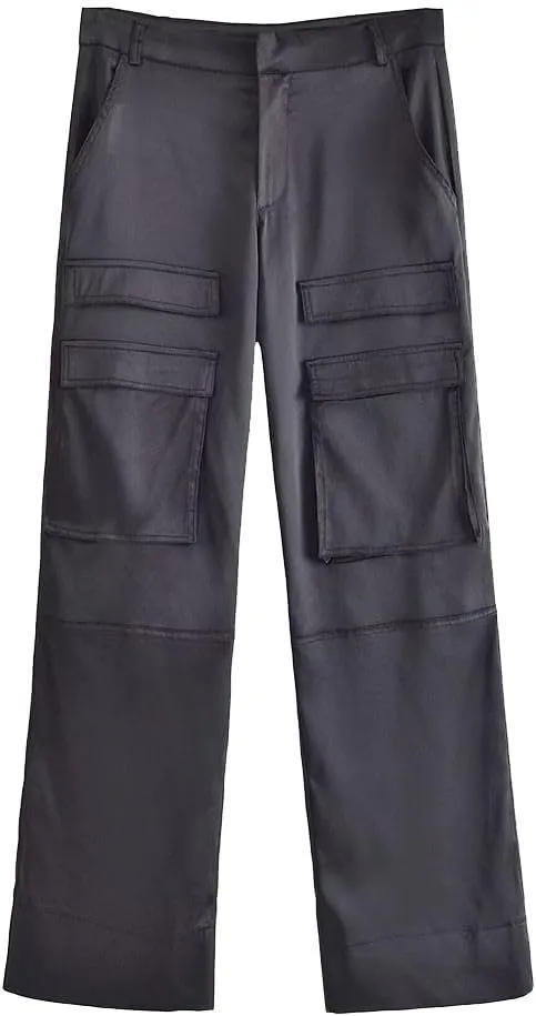 Hiking Cargo Pants for Women High Waist Comfy Joggers Wide Leg Straight Sweatpants Casual Baggy Trousers Solid Slacks