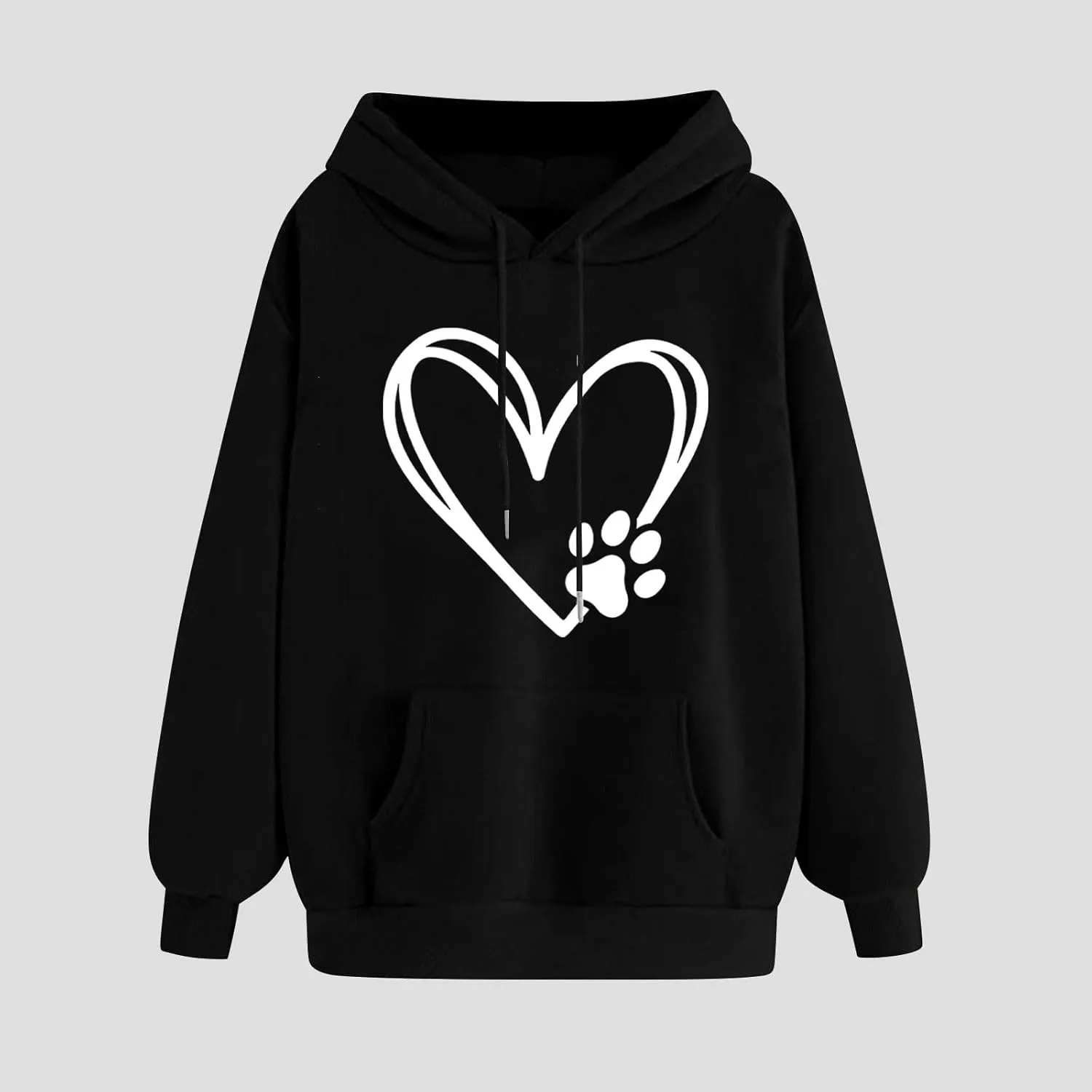 Hoodies for Women Long Sleeve Heart Print Graphic Tee Shirts Causal Fashion Drawstring Hooded Sweatshirts Gift Shirts