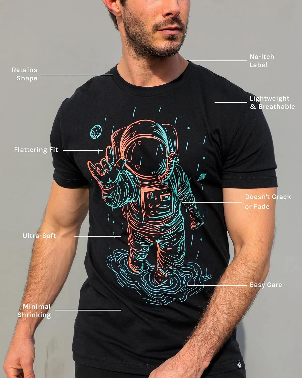 INTO THE AM Men's Graphic Tees S - 4XL Cool Lightweight Fitted Printed Design T-Shirts Nature