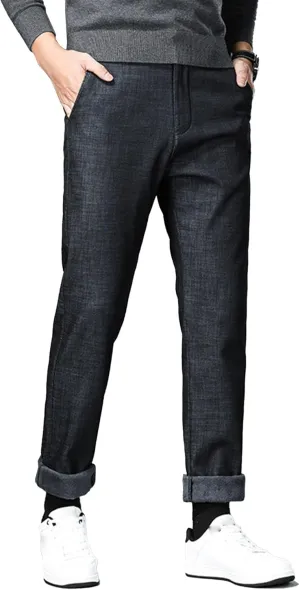 JEShifangjiusu Men Skinny Slim Fit Casual Jeans Flat-Front Business Chinos Suit Pants Stretch Straight Fashion Denim Pants