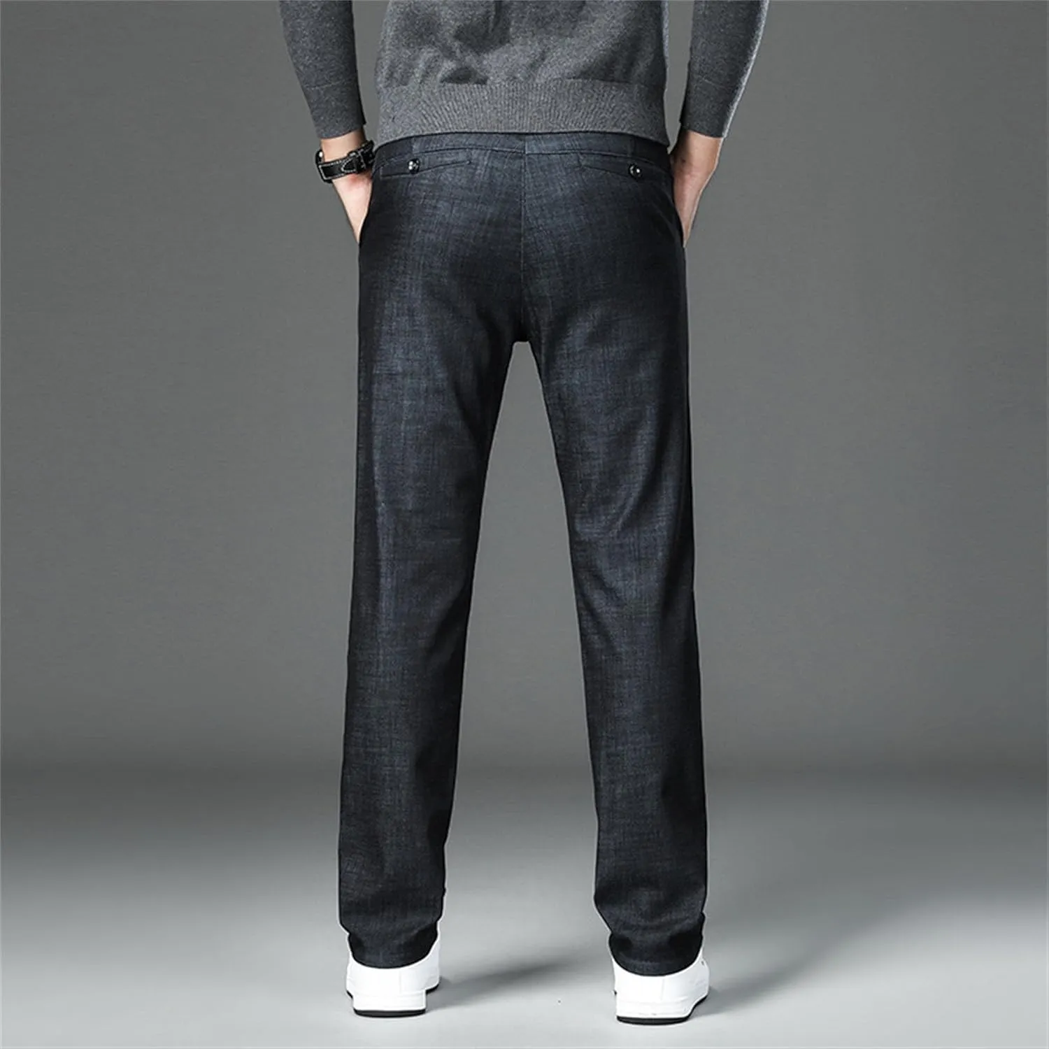 JEShifangjiusu Men Skinny Slim Fit Casual Jeans Flat-Front Business Chinos Suit Pants Stretch Straight Fashion Denim Pants
