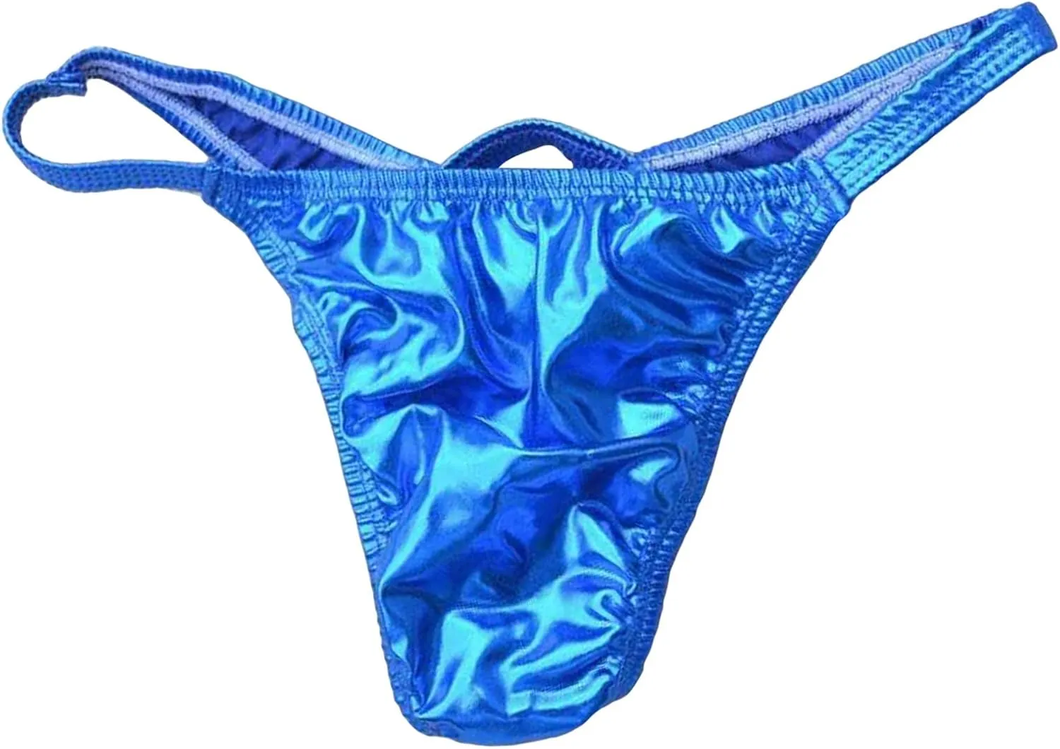 JEsilunmaMY Hollow Pouch G-String for Men Low Rise Cutout Shiny Leather Thongs Underwear Solid Color Stretch Panties Briefs