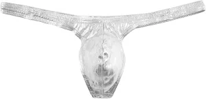 JEsilunmaMY Low Rise G-String for Men Shiny Leather U Convex Pouch T-Back Thongs Stretch Bikini Briefs Underwear Swimsuit