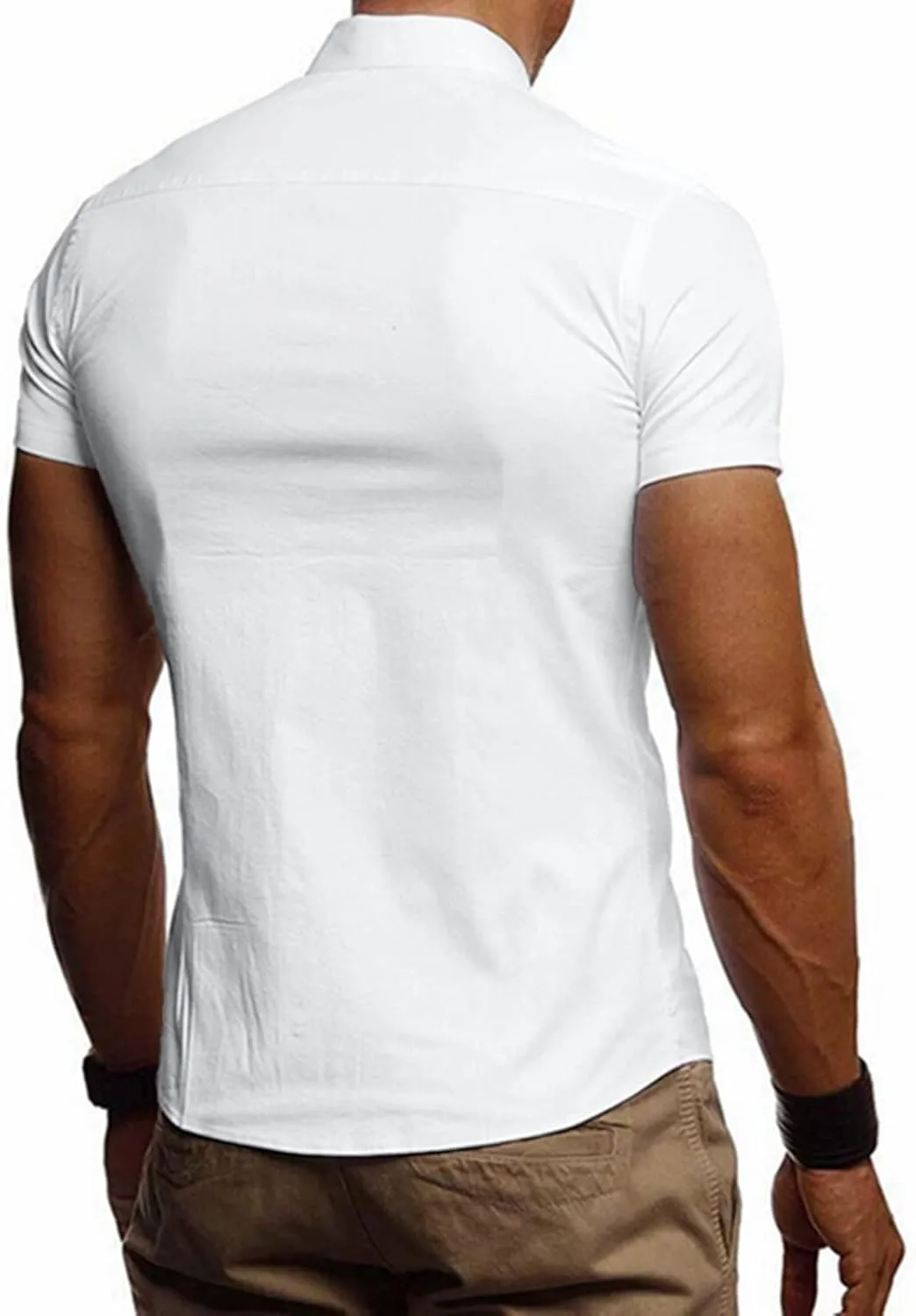JMIERR Men's Casual Button Down Shirts Wrinkle-Free Short Sleeve Business Dress Shirt