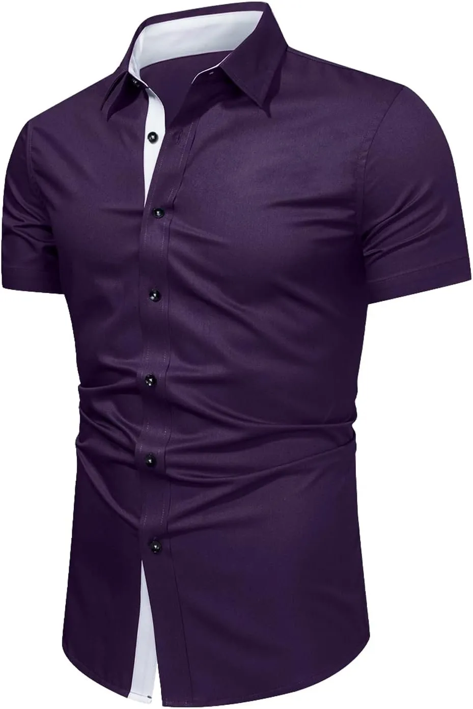 JMIERR Men's Casual Button Down Shirts Wrinkle-Free Short Sleeve Business Dress Shirt