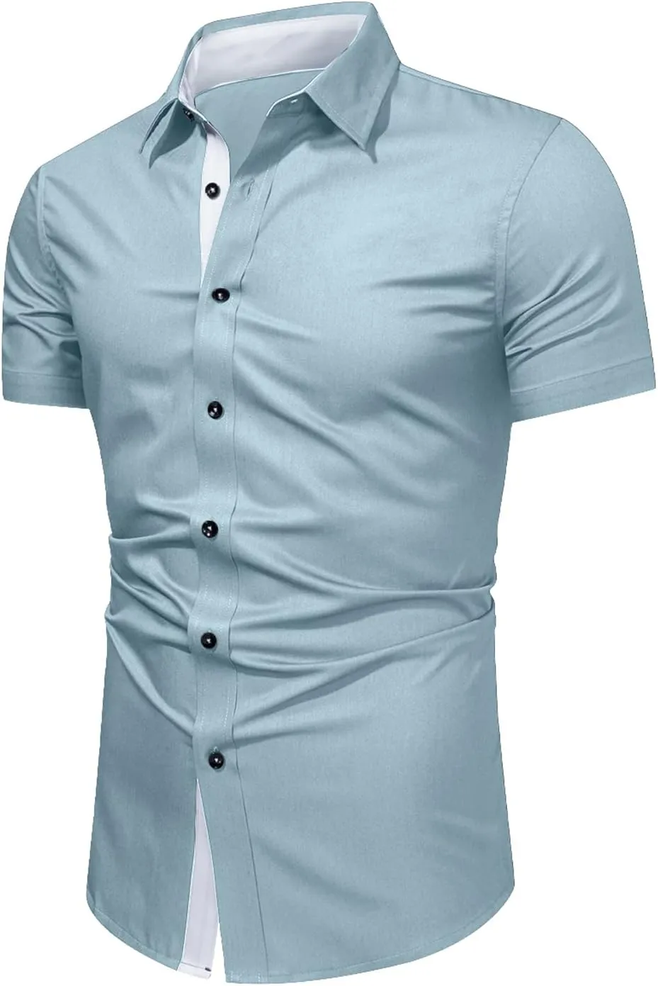 JMIERR Men's Casual Button Down Shirts Wrinkle-Free Short Sleeve Business Dress Shirt