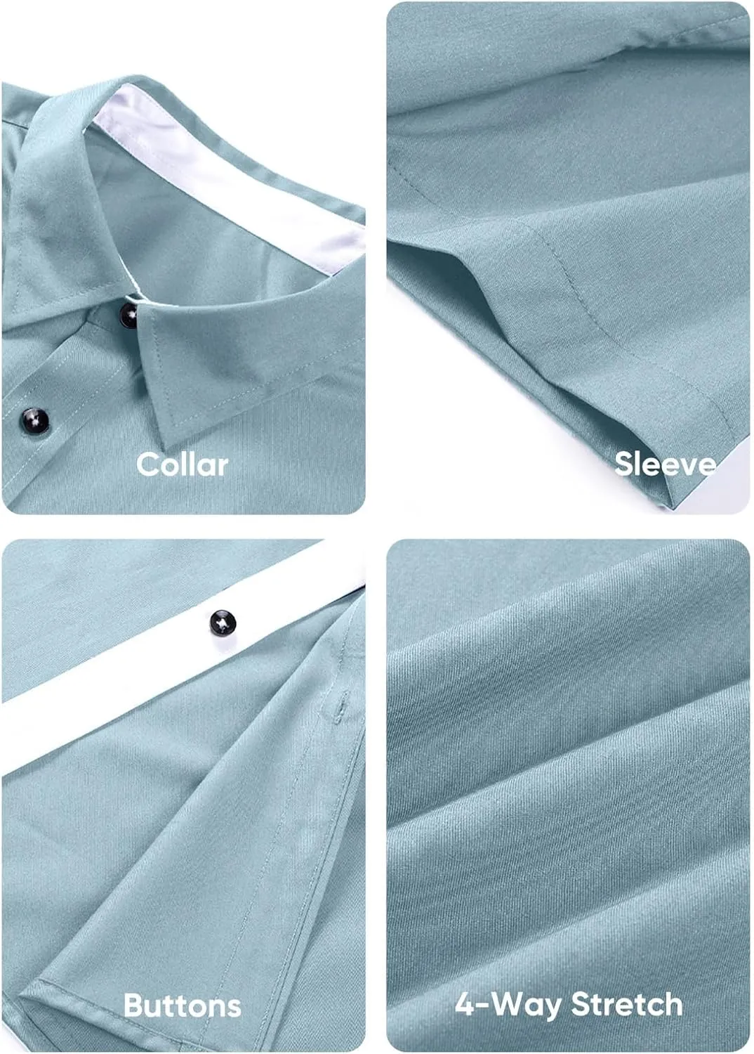 JMIERR Men's Casual Button Down Shirts Wrinkle-Free Short Sleeve Business Dress Shirt