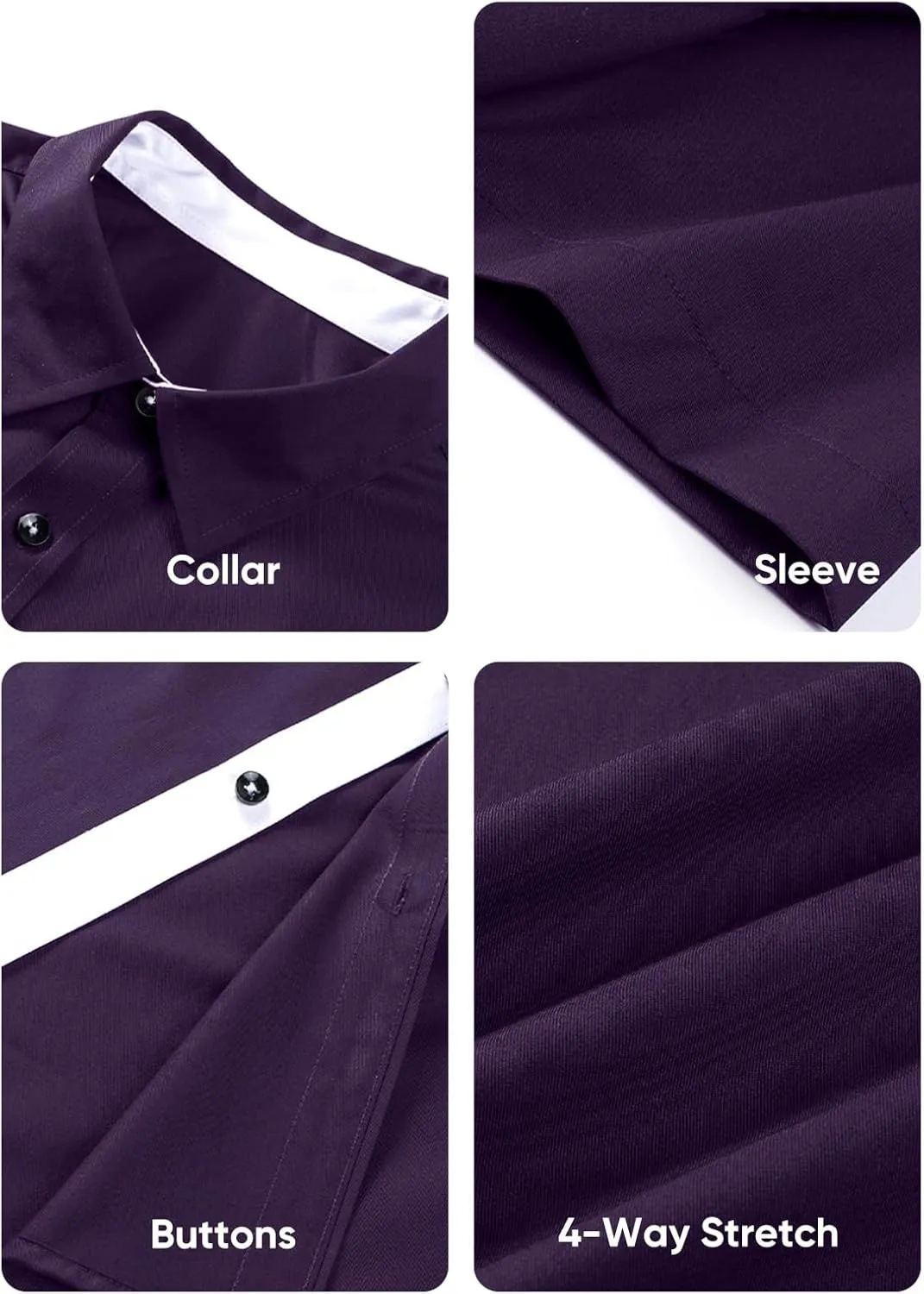 JMIERR Men's Casual Button Down Shirts Wrinkle-Free Short Sleeve Business Dress Shirt