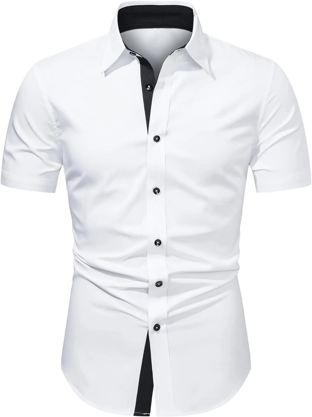 JMIERR Men's Casual Button Down Shirts Wrinkle-Free Short Sleeve Business Dress Shirt