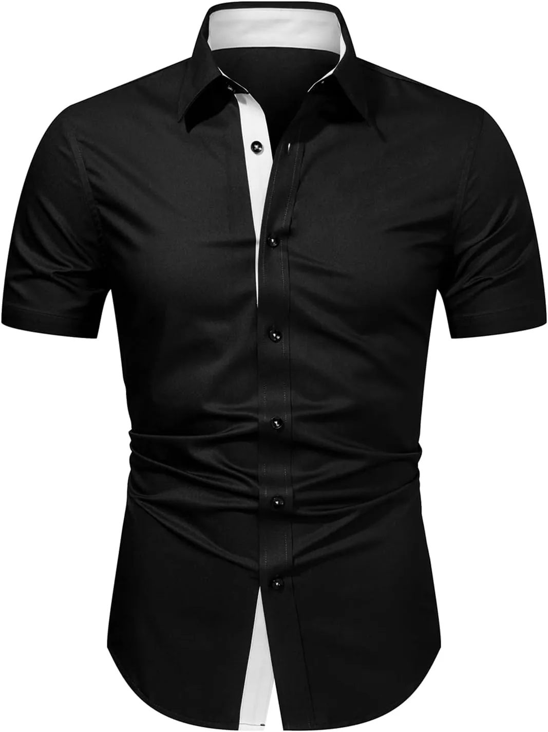 JMIERR Men's Casual Button Down Shirts Wrinkle-Free Short Sleeve Business Dress Shirt