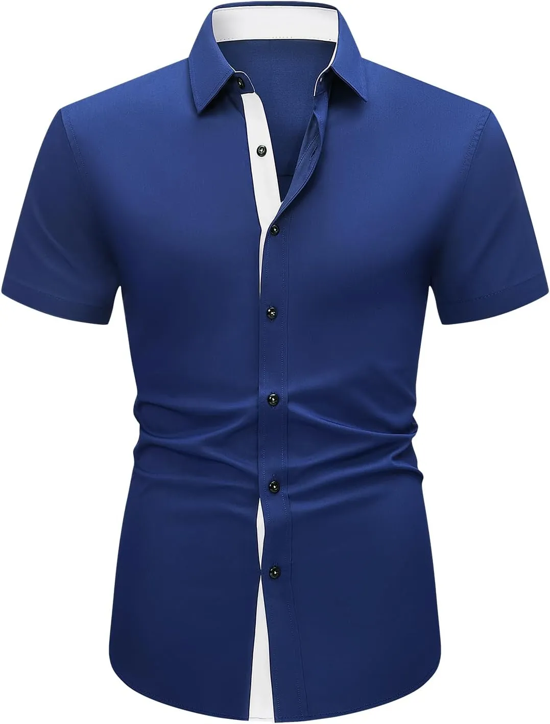 JMIERR Men's Casual Button Down Shirts Wrinkle-Free Short Sleeve Business Dress Shirt