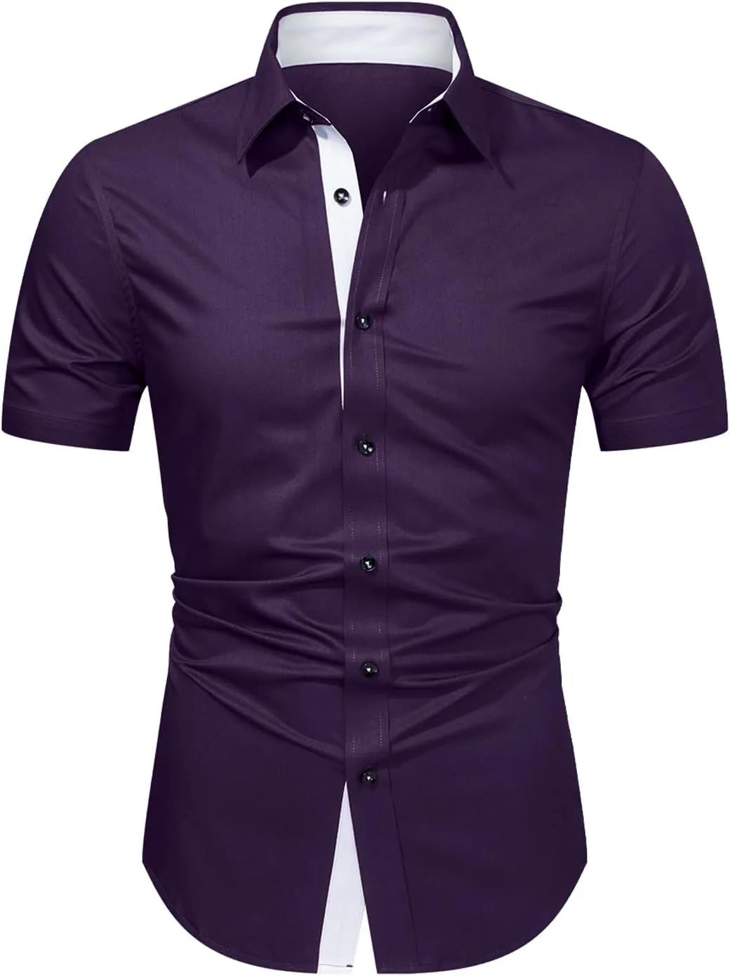 JMIERR Men's Casual Button Down Shirts Wrinkle-Free Short Sleeve Business Dress Shirt