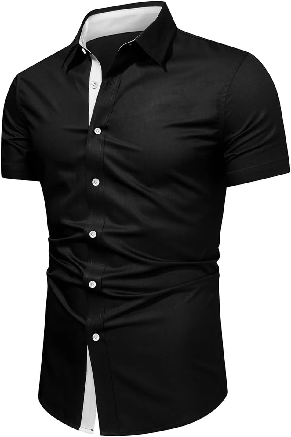 JMIERR Men's Casual Button Down Shirts Wrinkle-Free Short Sleeve Business Dress Shirt