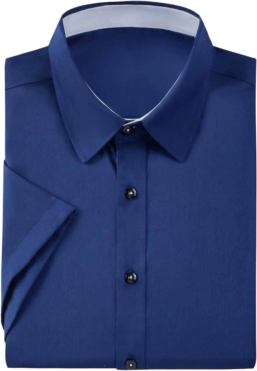 JMIERR Men's Casual Button Down Shirts Wrinkle-Free Short Sleeve Business Dress Shirt