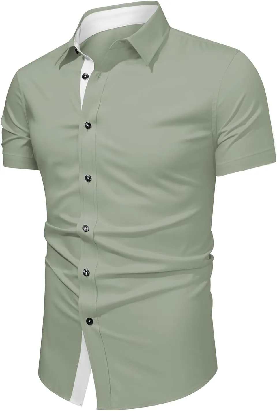 JMIERR Men's Casual Button Down Shirts Wrinkle-Free Short Sleeve Business Dress Shirt