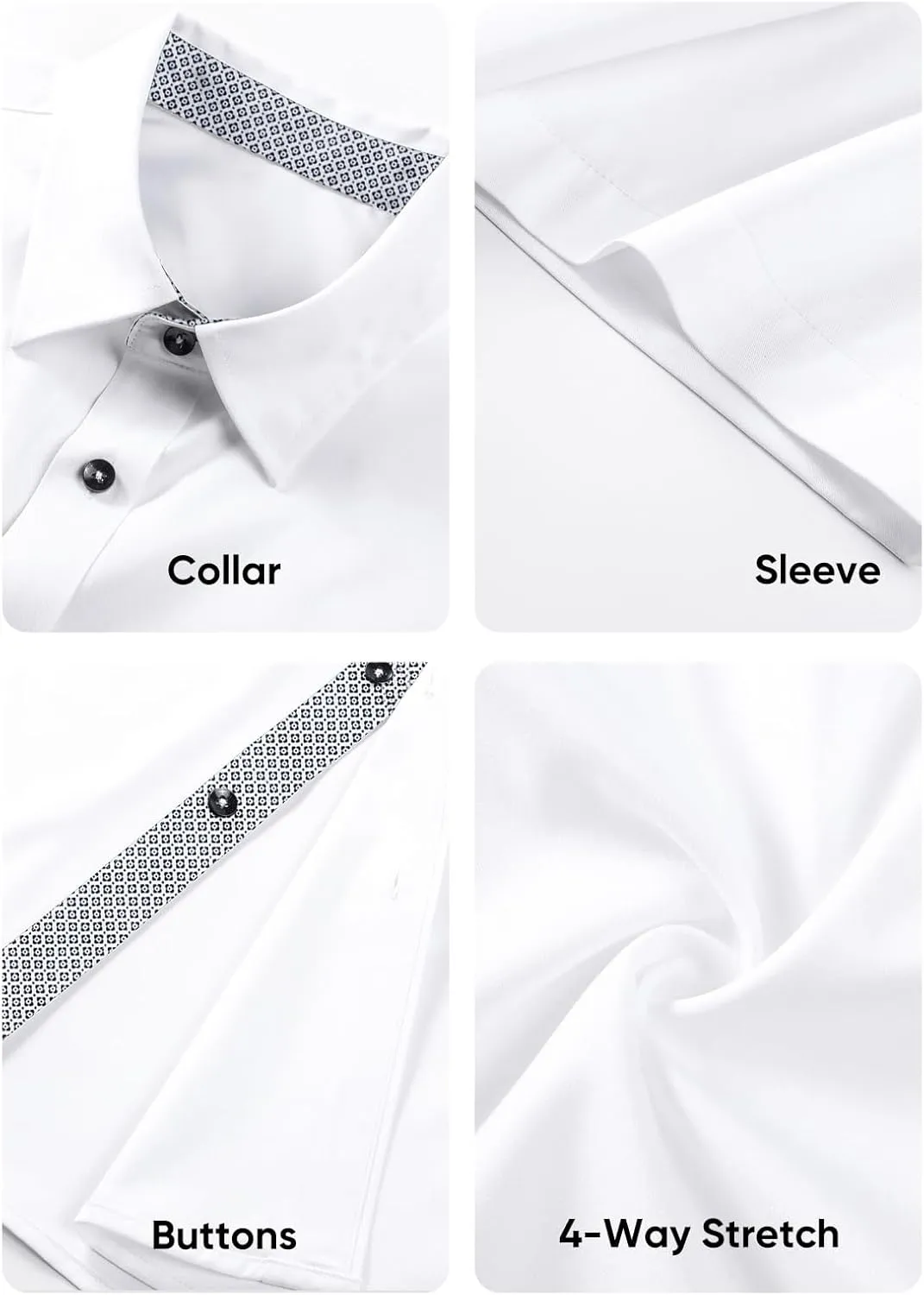 JMIERR Men's Casual Button Down Shirts Wrinkle-Free Short Sleeve Business Dress Shirt