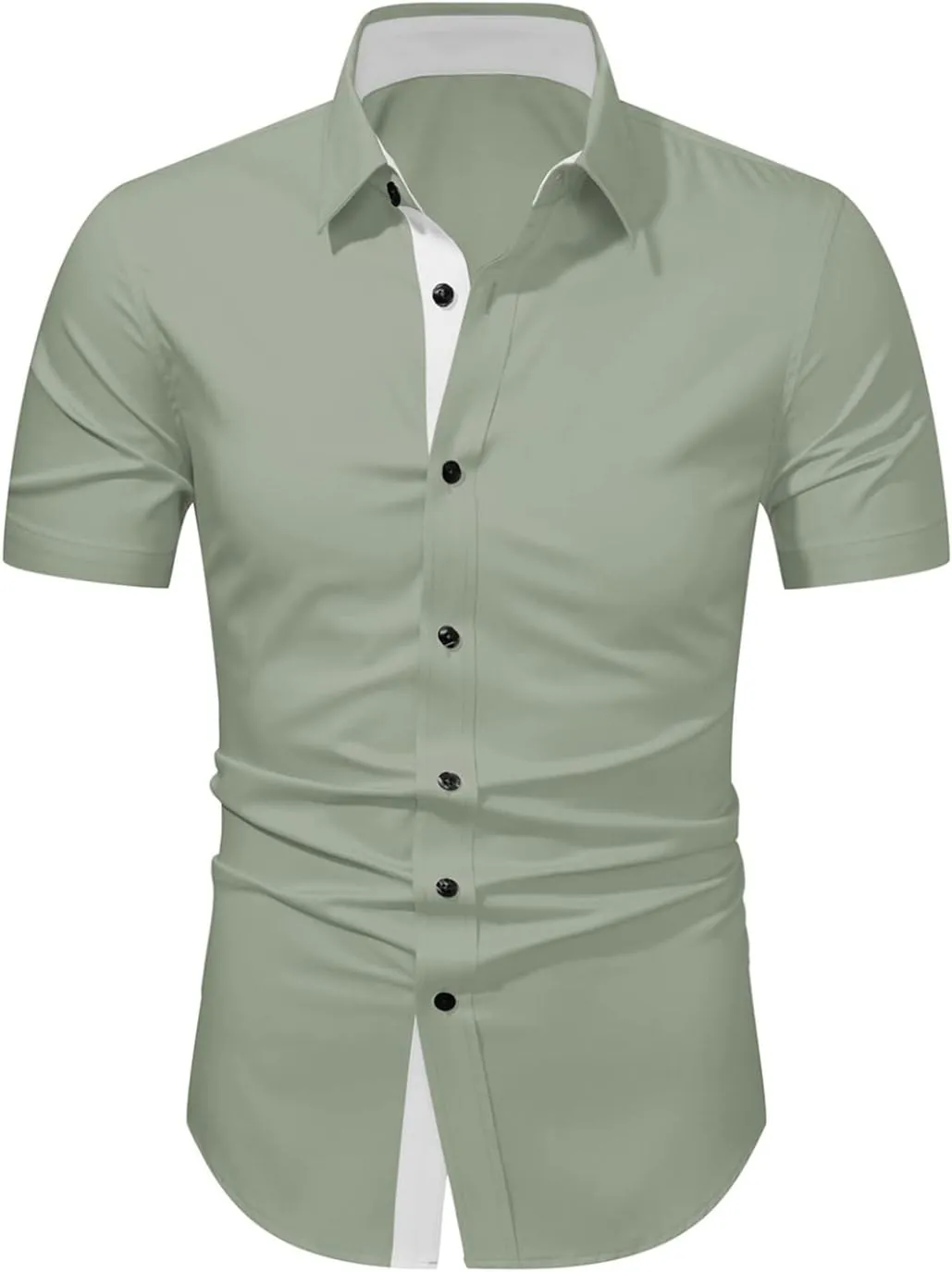 JMIERR Men's Casual Button Down Shirts Wrinkle-Free Short Sleeve Business Dress Shirt