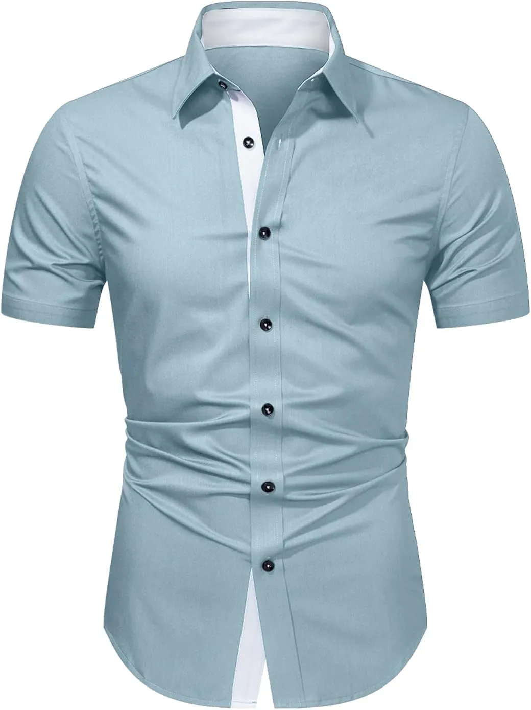 JMIERR Men's Casual Button Down Shirts Wrinkle-Free Short Sleeve Business Dress Shirt