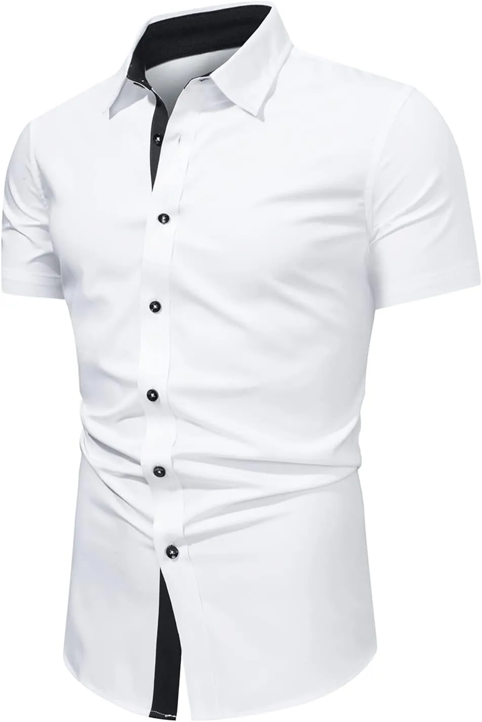 JMIERR Men's Casual Button Down Shirts Wrinkle-Free Short Sleeve Business Dress Shirt