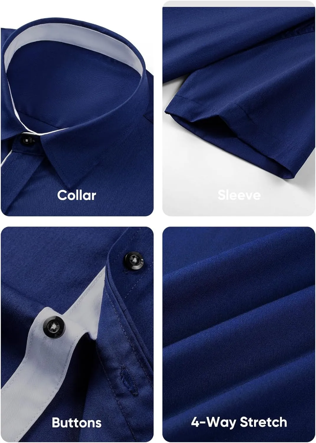 JMIERR Men's Casual Button Down Shirts Wrinkle-Free Short Sleeve Business Dress Shirt