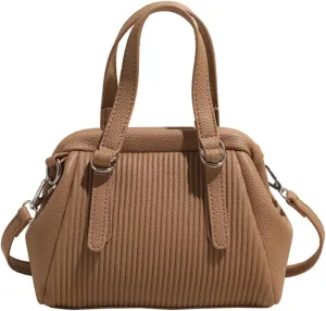 JYG Small Tote Bag for Women Spring PU Leather Shoulder Bag Kiss Lock Satchel Purse with Adjustable Strap