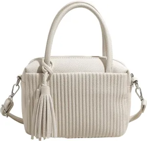 JYG Women's Strip pattern handbag Fashion PU Leather Satchel Purse Lightweight Shoulder Bag With Tassel Decoration