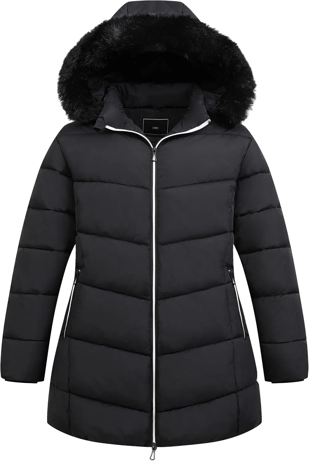 KAIDER Women's Plus Size Winter Windproof Warm Down Coats Waterproof Thicken Hooded Fashions Puffer Jacket