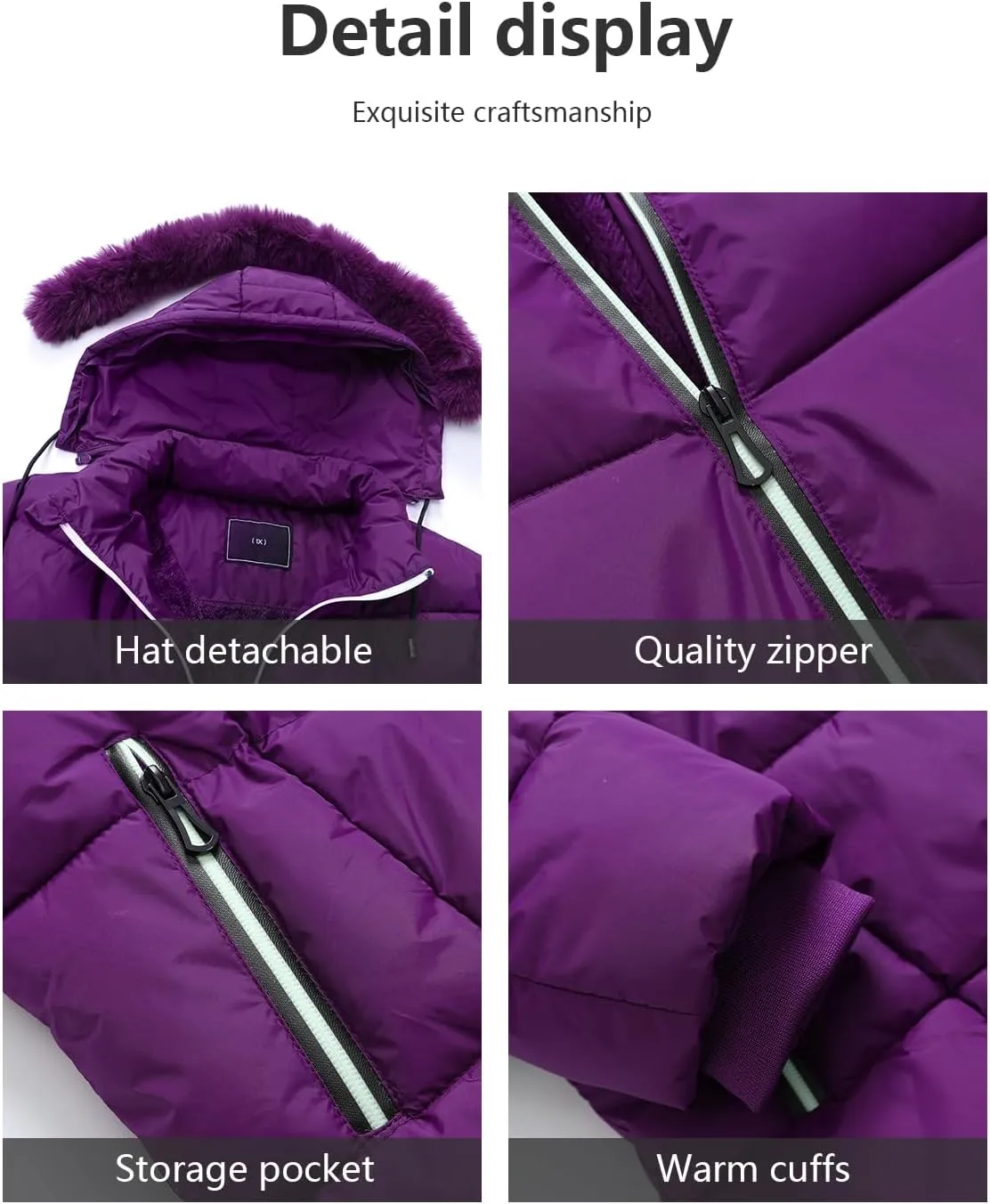 KAIDER Women's Plus Size Winter Windproof Warm Down Coats Waterproof Thicken Hooded Fashions Puffer Jacket