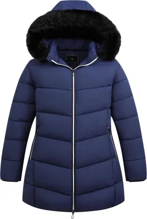 KAIDER Women's Plus Size Winter Windproof Warm Down Coats Waterproof Thicken Hooded Fashions Puffer Jacket