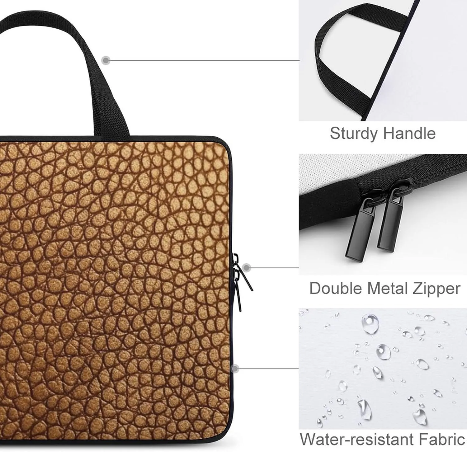Laptop Bag Premium Laptop Case Briefcase Golden Leather Texture Computer Tote Bag Portable Messenger Bag for Men