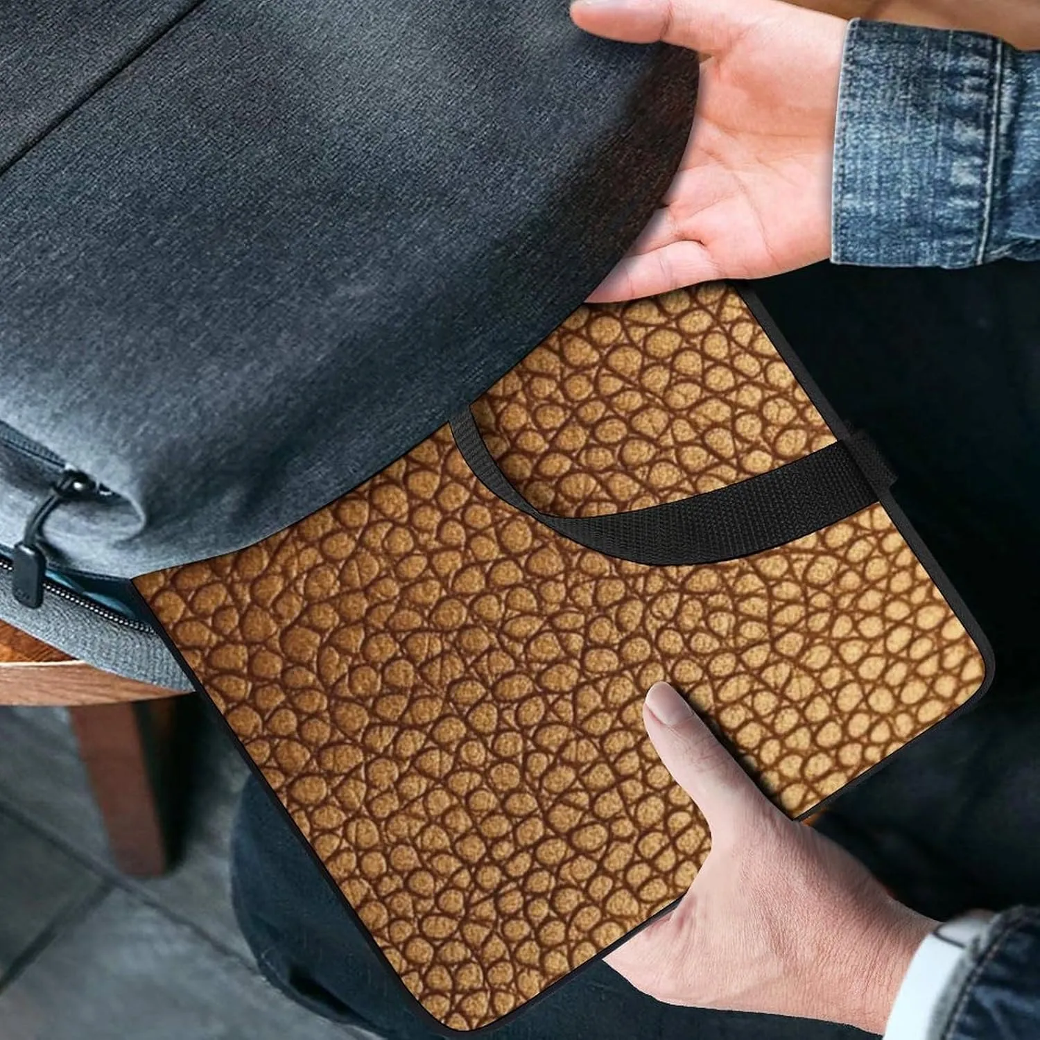 Laptop Bag Premium Laptop Case Briefcase Golden Leather Texture Computer Tote Bag Portable Messenger Bag for Men