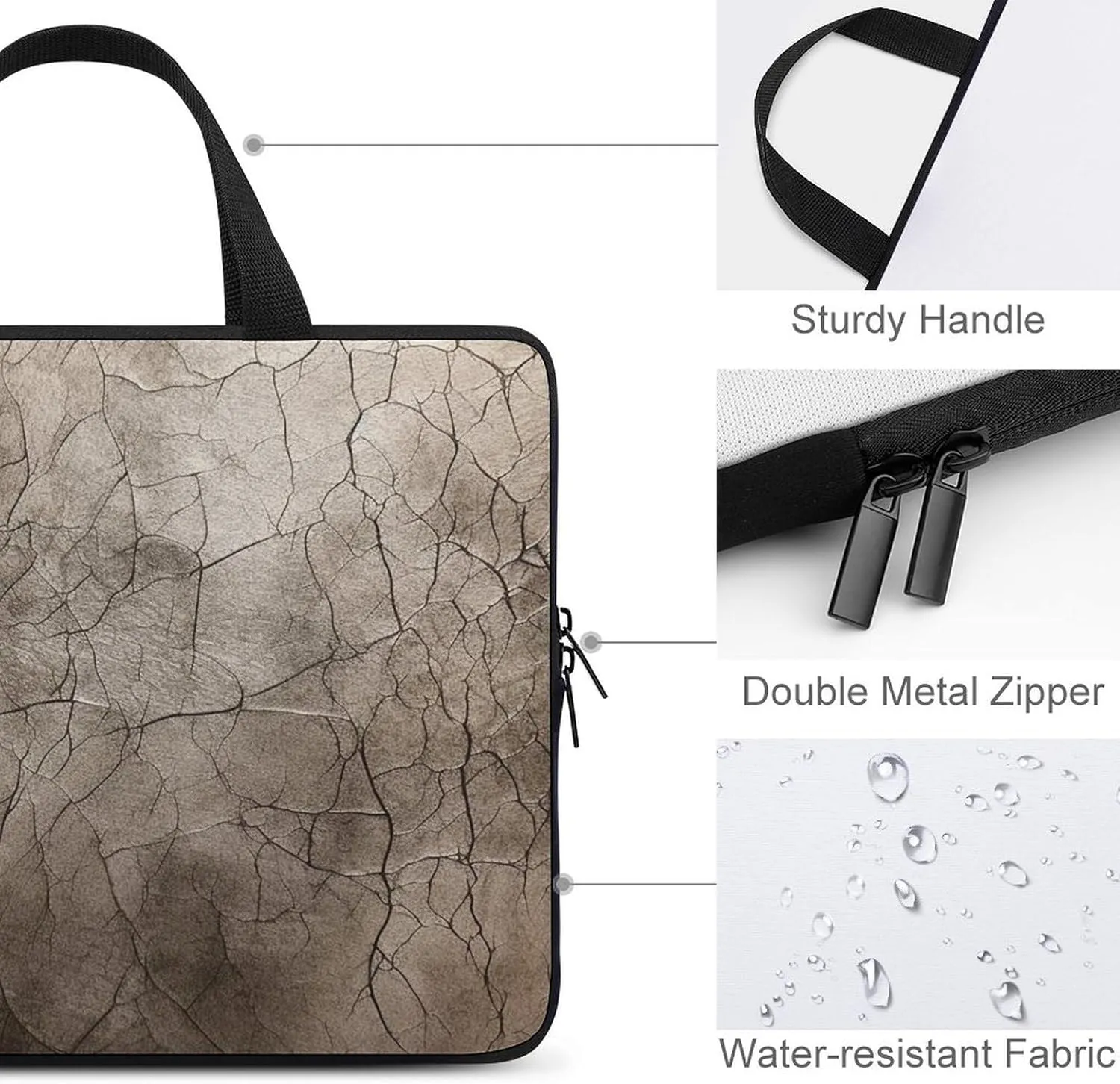 Laptop Bag Premium Laptop Case Briefcase Gray Leather Texture Computer Tote Bag Portable Messenger Bag for Men