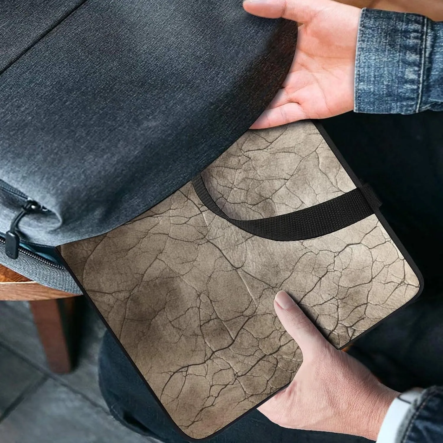 Laptop Bag Premium Laptop Case Briefcase Gray Leather Texture Computer Tote Bag Portable Messenger Bag for Men