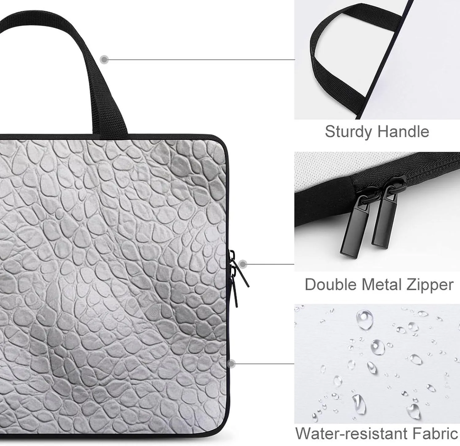 Laptop Bag Premium Laptop Case Briefcase White Leather Texture Computer Tote Bag Portable Messenger Bag for Men