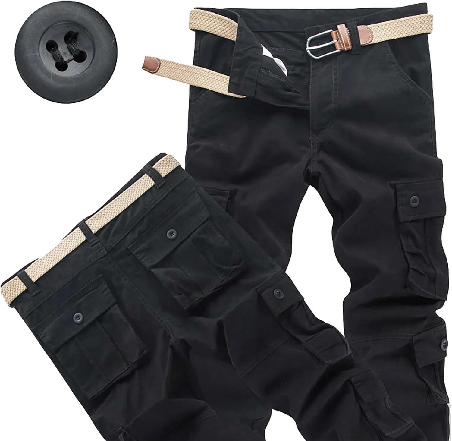 LCMTWX Baggy Jeans Men Men Elastic Drawstring Cotton Pants Waist Waist Mid Casual Solid Men's Casual Pants Jogger Pants Men