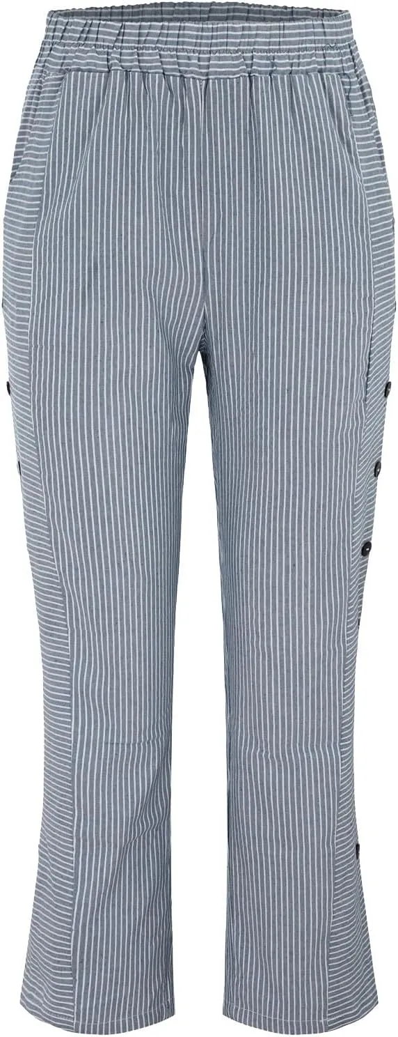Linen Pants for Women 2025,Fashion Striped Summer Casual Pants, Elastic Waist Straight Leg Baggy Trousers Pockets