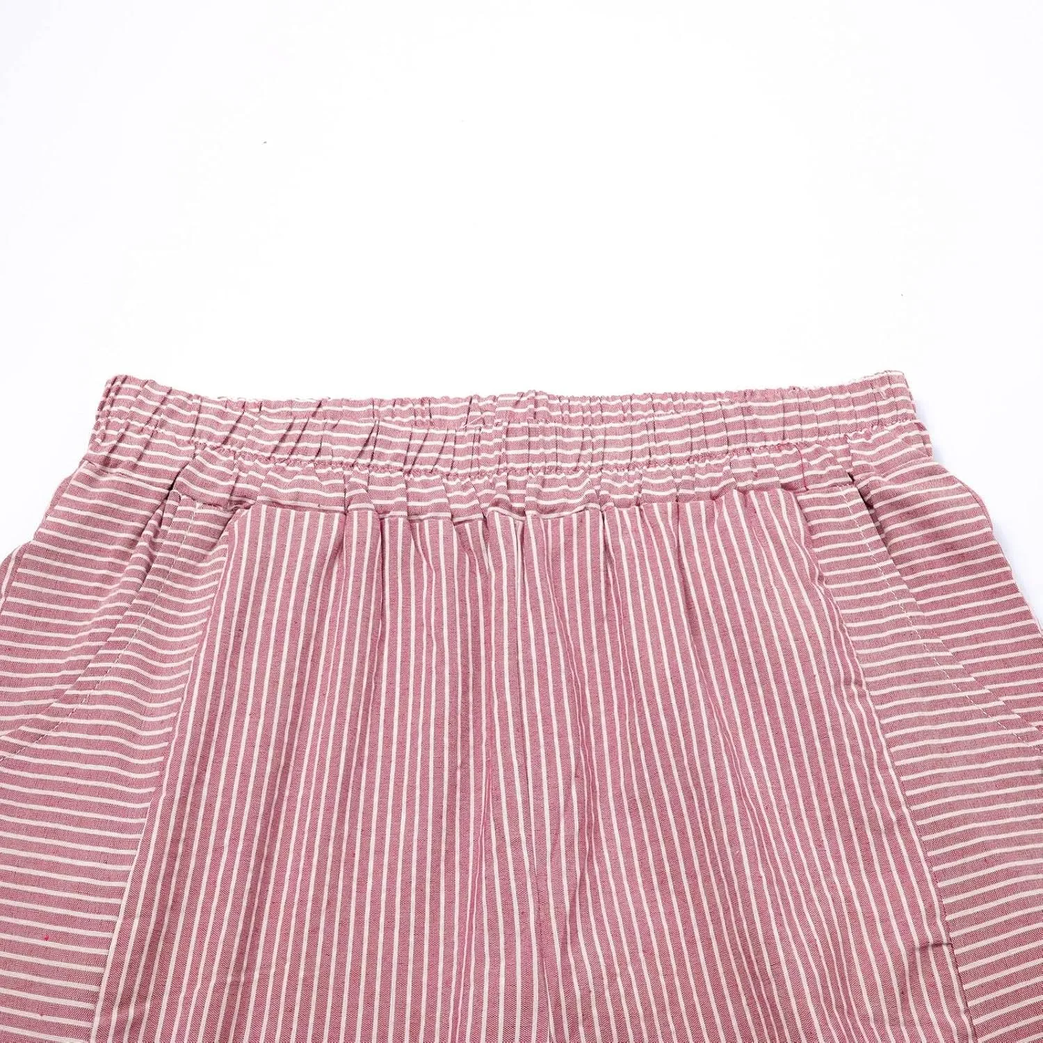 Linen Pants for Women 2025,Fashion Striped Summer Casual Pants, Elastic Waist Straight Leg Baggy Trousers Pockets